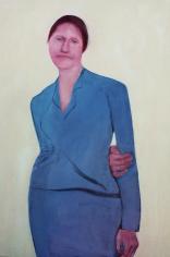 אישה בשמלה כחולה, שמן על דיקט, 120/160