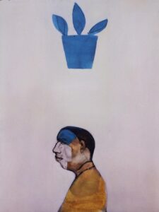 אצל איוי פוליג) 120/160 ,ראש, עציץ (1), שמן על דיקט)