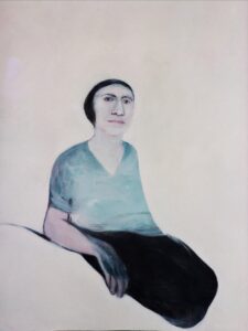 אישה יושבת, שמן על דיקט, 120/160