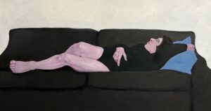 ספה חומה, שמן על בד, 120/70, 2025